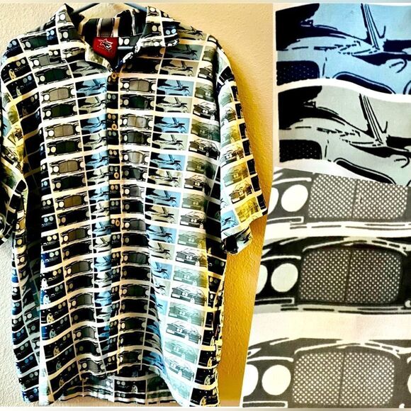 Vintage 90’s Players University Car Button Down Short Sleeve Blue Size L - Picture 1 of 5